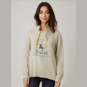 Aerie Beige Graphic Cotton Blend Sweater Medium